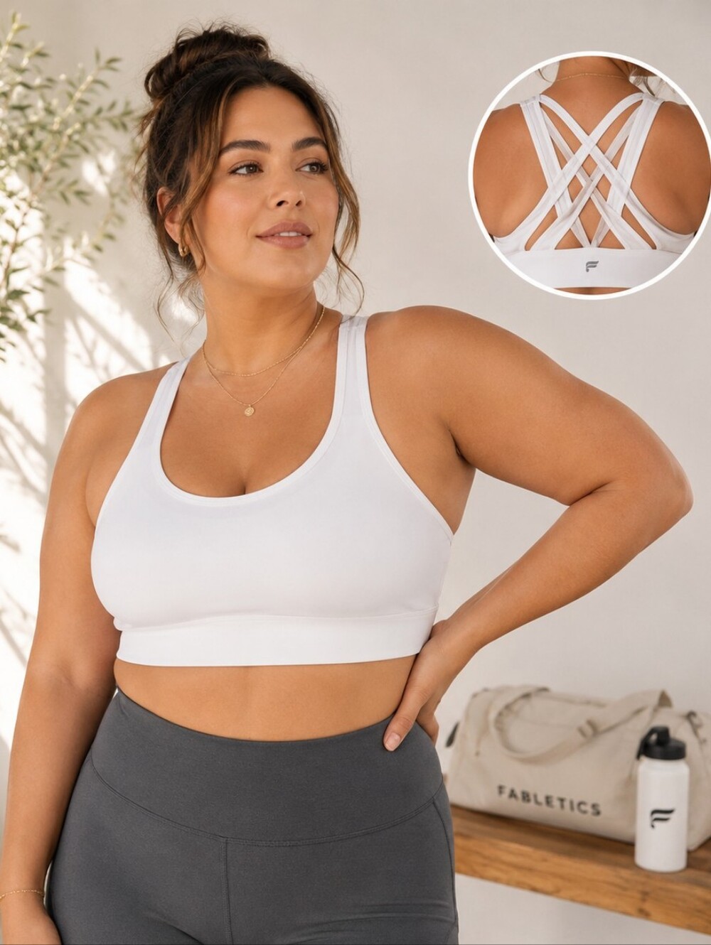 🤍 Fabletics White Strappy Sports Bra | Women's 3X | Low-Impact Support | Athlei